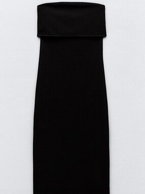 Zara Black Strapless Midi Tube Dress